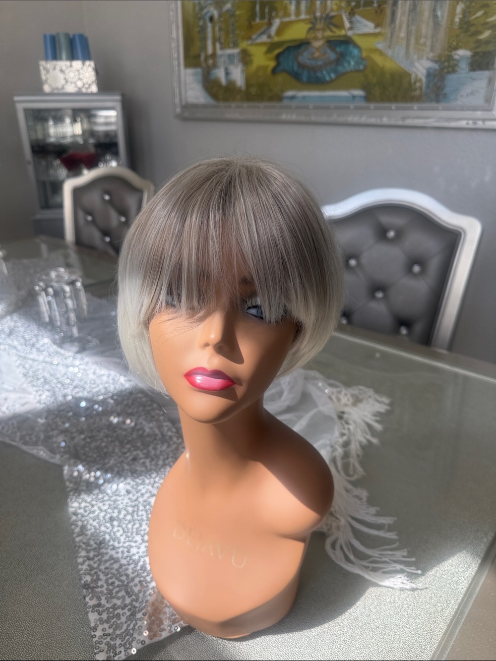 Short Ombré Bob platinum Blonde fade - Picture 2 of 7